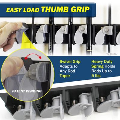 Image showing  6 Fishing Rod Wall Rack with Textured Rubber Grip One - pc. Design