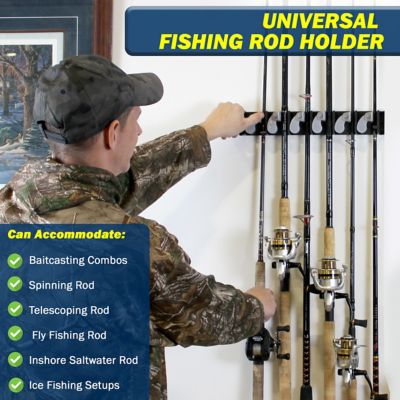 Image showing  6 Fishing Rod Wall Rack with Textured Rubber Grip One - pc. Design