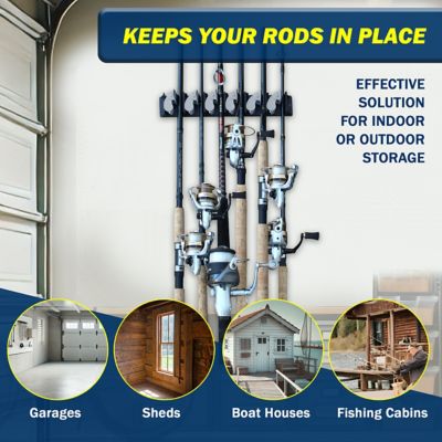 Image showing 5 th Rush Creek Creations 6 Fishing Rod Wall Rack with Textured Rubber Grip One - pc. Design
