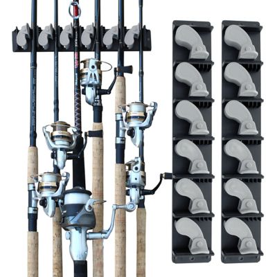 Rush Creek Creations 6 Fishing Rod Wall Rack with Textured Rubber Grip One - pc. Design 2PK