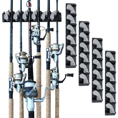 Rush Creek Creations 6 Fishing Rod Wall Rack with Textured Rubber Grip One - pc. Design 4PK