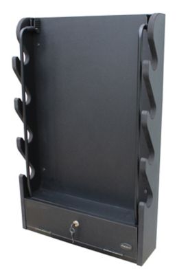 Image showing  Locking 4 Gun Wall Rack with Storage Black