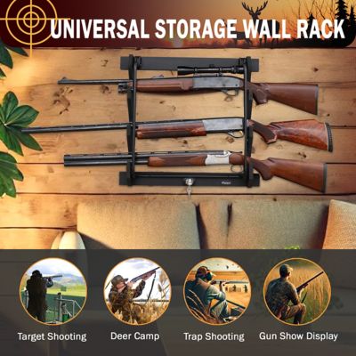 Image showing  Locking 3 Gun Wall Rack Black