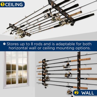 Image showing  Black 8 Rod Wall/Ceiling Rack - 2 Pack
