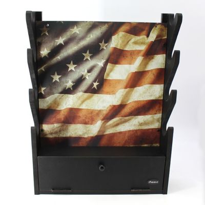 Rush Creek Creations 4 Gun Wall Rack with Storage - BLACK