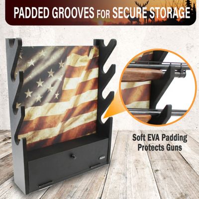 Image showing  4 Gun Wall Rack with Storage - BLACK