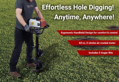 Image showing  63cc Handheld Post Hole Digger with 4,6,8,10,and 12 in. Augers