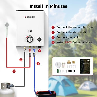 Image showing 5 th Camplux First F5 Portable 1.32 GPM, 34,000 BTU Outdoor Propane Tankless Water Heater