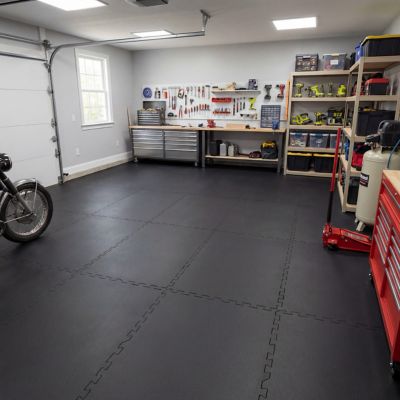 Image showing 8 th Ackland 48 x 72in. Heavy-Duty Rubber Mat - 0.75in. Thick, Four-Sided Interlocking, Slip-Resistant for Stalls, Gyms & More
