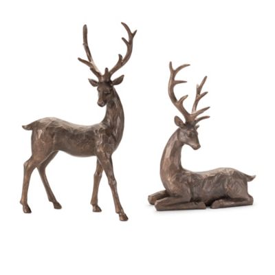 Melrose International Winter Deer Figurine Set of 2