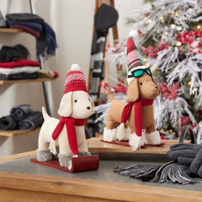Image showing  Plush Dog Character on Sled and Skis (Set of 2)