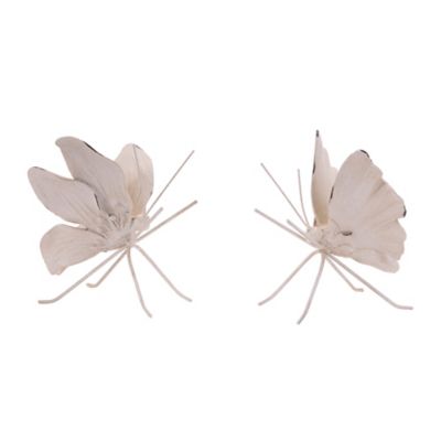 Melrose International Flower Petal Butterfly Shelf Sitter (Set of 2)