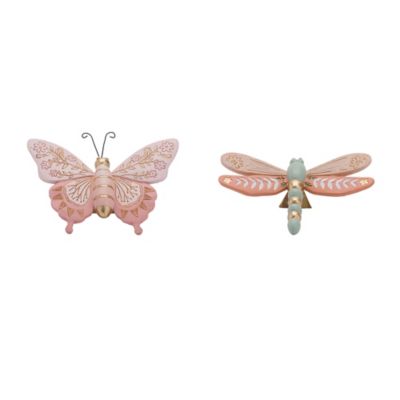 Melrose International Floral Etched Butterfly and Dragonly Shelf Sitter (Set of 4)