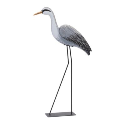 Melrose International Paulownia Wood Heron Bird Statue with Metal Legs Base 29.5 in. H