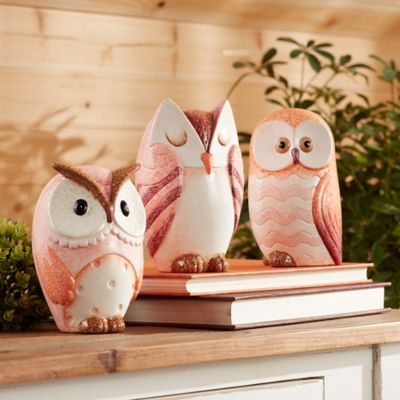 Image showing  Terra Cotta Owl Decor (Set of 3)
