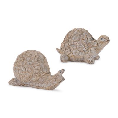 Melrose International Floral Turtle and Snail Decor (Set of 2)