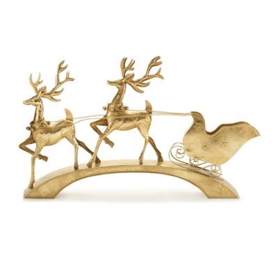 Melrose International Hammered Metal Deer with Sleigh 40.5 in. L