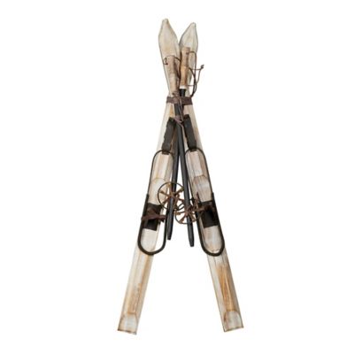 Melrose International Decorative Pair of Skis and Poles 36 in. H