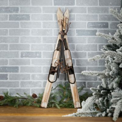 Image showing  Decorative Pair of Skis and Poles 36 in. H