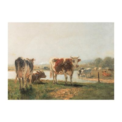 Melrose International Cattle Landscape Print Wall Art 15.75 in. L