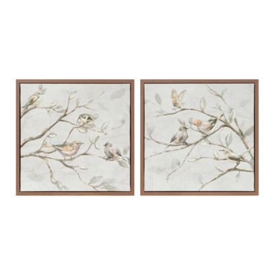 Melrose International Framed Birds on Branches Canvas Art (Set of 2)