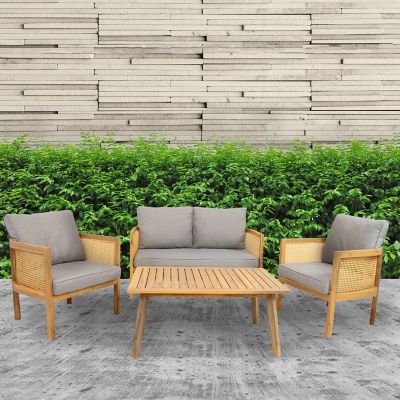Image showing  Sanibel 4-Piece Acacia Outdoor Conversation Set - Gray
