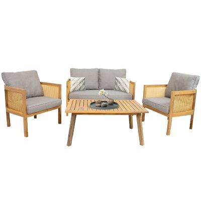 Image showing  Sanibel 4-Piece Acacia Outdoor Conversation Set - Gray