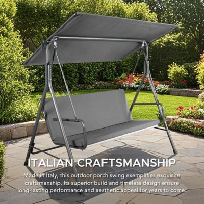 Image showing  Outdoor Porch Swing, 2 Seat Patio Metal Porch Swing Seats with Adjustable Canopy and Removable Cushion