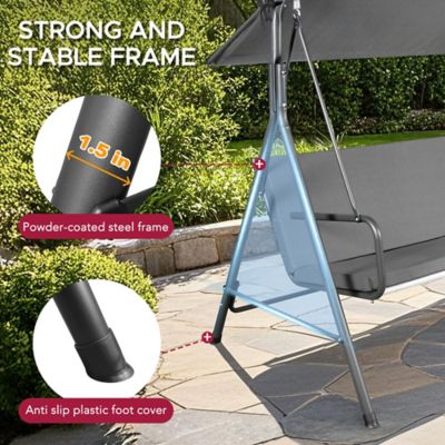 Image showing 5 th Sunjoy Outdoor Porch Swing, 2 Seat Patio Metal Porch Swing Seats with Adjustable Canopy and Removable Cushion