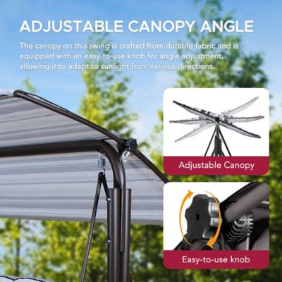 Image showing  3-Seat Deluxe Outdoor Patio Garden Swing with Steel Frame, Adjustable Canopy