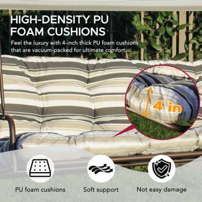 Image showing 6 th Sunjoy 3-Seat Deluxe Outdoor Patio Garden Swing with Steel Frame, Adjustable Canopy