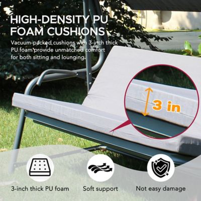 Image showing 5 th Sunjoy 4-Seater Steel Patio Swing and Bed with Elastic Metal Mesh Seat, Convertible Design