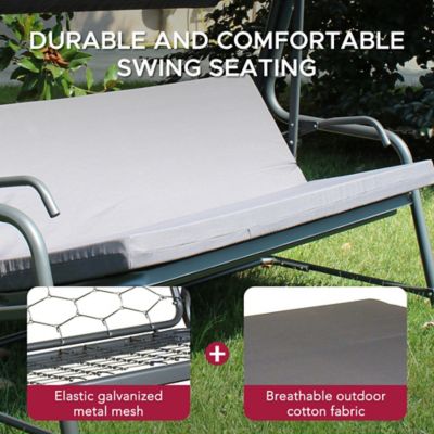 Image showing 6 th Sunjoy 4-Seater Steel Patio Swing and Bed with Elastic Metal Mesh Seat, Convertible Design
