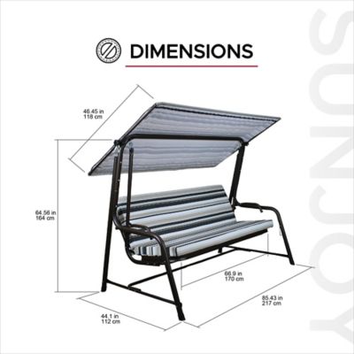 Image showing  4-Seater Steel Patio Swing and Bed with Elastic Metal Mesh Seat, Convertible Design