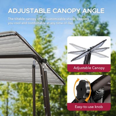 Image showing  4-Seater Steel Patio Swing and Bed with Elastic Metal Mesh Seat, Convertible Design