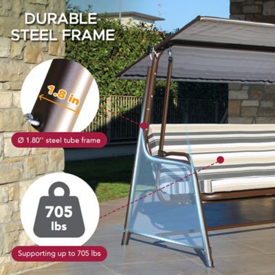 Image showing 5 th Sunjoy 4-Seater Steel Patio Swing and Bed with Elastic Metal Mesh Seat, Convertible Design