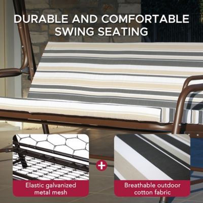 Image showing 6 th Sunjoy 4-Seater Steel Patio Swing and Bed with Elastic Metal Mesh Seat, Convertible Design