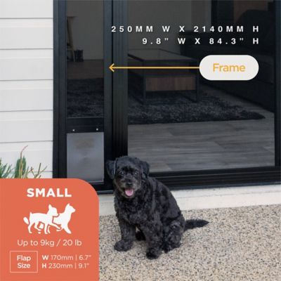 Image showing  V2 Patio Pet Door Screen Insert Panel for Sliding Doors, UV Resistant Mesh, Locking Magnetic Dog Door, Black