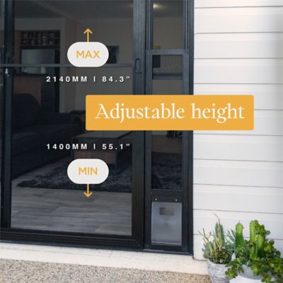 Image showing  V2 Patio Pet Door Screen Insert Panel for Sliding Doors, UV Resistant Mesh, Locking Magnetic Dog Door, Black