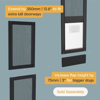 Image showing 6 th Hakuna Pets V2 Patio Pet Door Screen Insert Panel for Sliding Doors, UV Resistant Mesh, Locking Magnetic Dog Door, Black
