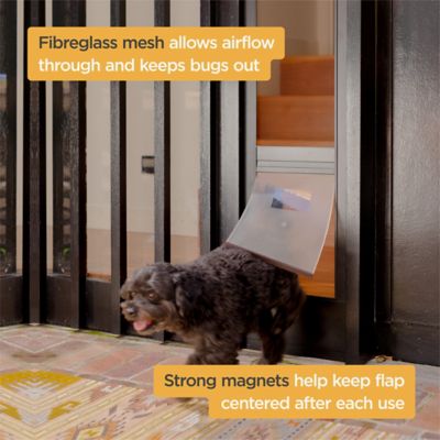 Image showing 7 th Hakuna Pets V2 Patio Pet Door Screen Insert Panel for Sliding Doors, UV Resistant Mesh, Locking Magnetic Dog Door, Black