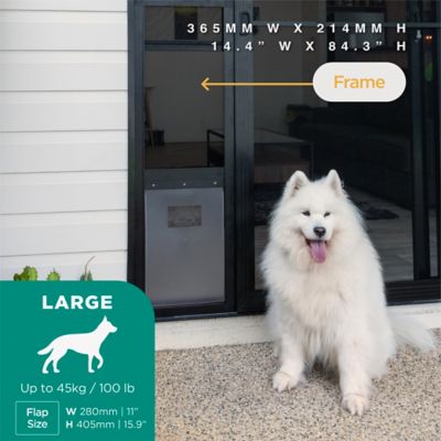 Image showing  V2 Patio Pet Door Screen Insert Panel for Sliding Doors, UV Resistant Mesh, Locking Magnetic Dog Door, Black