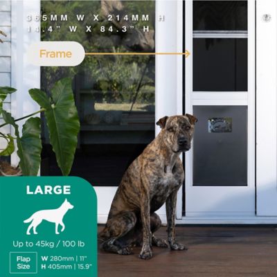 Hakuna Pets V2 Patio Pet Door Screen Insert Panel for Sliding Doors, UV Resistant Mesh, Locking Magnetic Dog Door, White