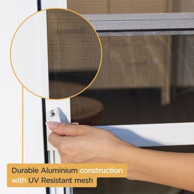 Image showing  V2 Patio Pet Door Screen Insert Panel for Sliding Doors, UV Resistant Mesh, Locking Magnetic Dog Door, White