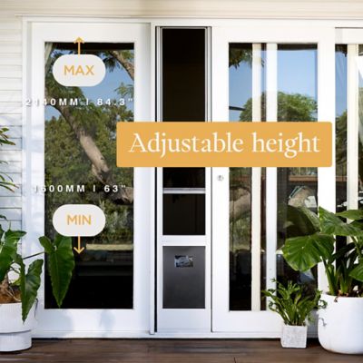 Image showing  V2 Patio Pet Door Screen Insert Panel for Sliding Doors, UV Resistant Mesh, Locking Magnetic Dog Door, White