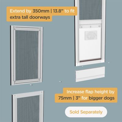 Image showing 5 th Hakuna Pets V2 Patio Pet Door Screen Insert Panel for Sliding Doors, UV Resistant Mesh, Locking Magnetic Dog Door, White