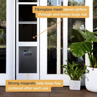 Image showing 6 th Hakuna Pets V2 Patio Pet Door Screen Insert Panel for Sliding Doors, UV Resistant Mesh, Locking Magnetic Dog Door, White