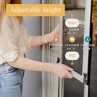 Image showing  V2 Patio Pet Door Screen Insert Panel for Sliding Doors, UV Resistant Mesh, Locking Magnetic Dog Door, Silver