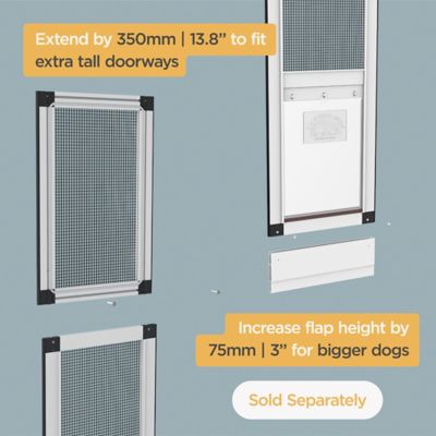 Image showing 5 th Hakuna Pets V2 Patio Pet Door Screen Insert Panel for Sliding Doors, UV Resistant Mesh, Locking Magnetic Dog Door, Silver