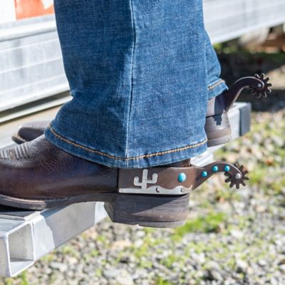 Image showing  Antique Brown Turquoise Stone & Cactus Spurs